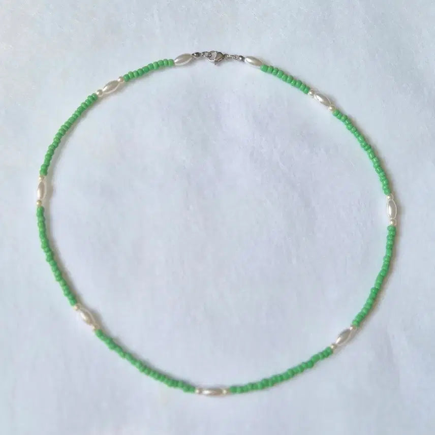[SOLD OUT] 그린 시드 비즈 진주 목걸이