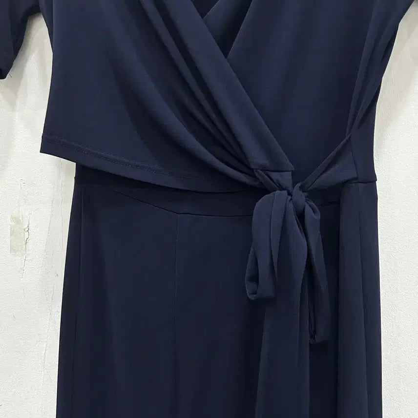 [BUNJANG] Page U Drapey Wrap Ribbon Long Dress Navy / [F] 페이지유 차르르 랩 리본 롱원피스 네이비 Page U