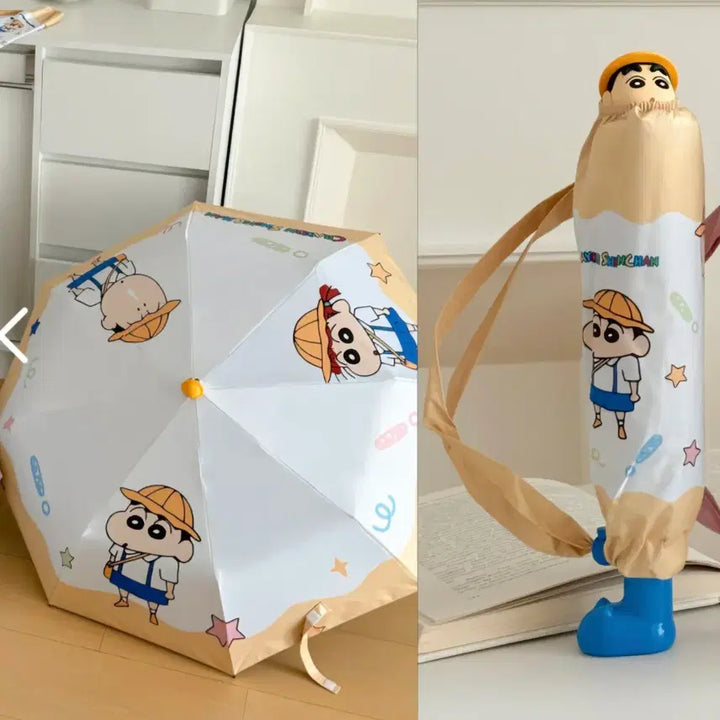 [BUNJANG] Crayon Shin-chan Character 3-Fold Manual Umbrella (New) / 짱구는못말려 캐릭터 3단 접이식 수동 양우산 새상품