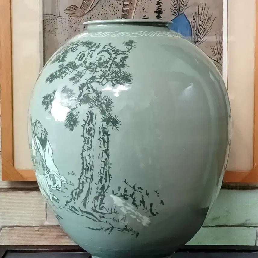 [BUNJANG] Joseon Dynasty Celadon Vase / 송하신선문청자호