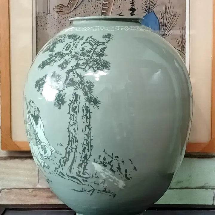 [BUNJANG] Joseon Dynasty Celadon Vase / 송하신선문청자호