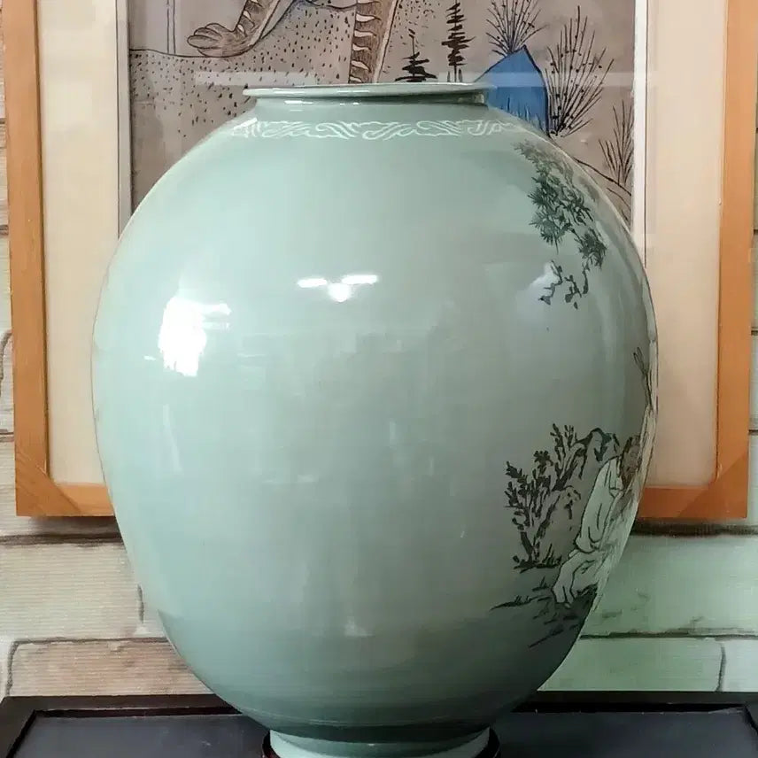 [BUNJANG] Joseon Dynasty Celadon Vase / 송하신선문청자호