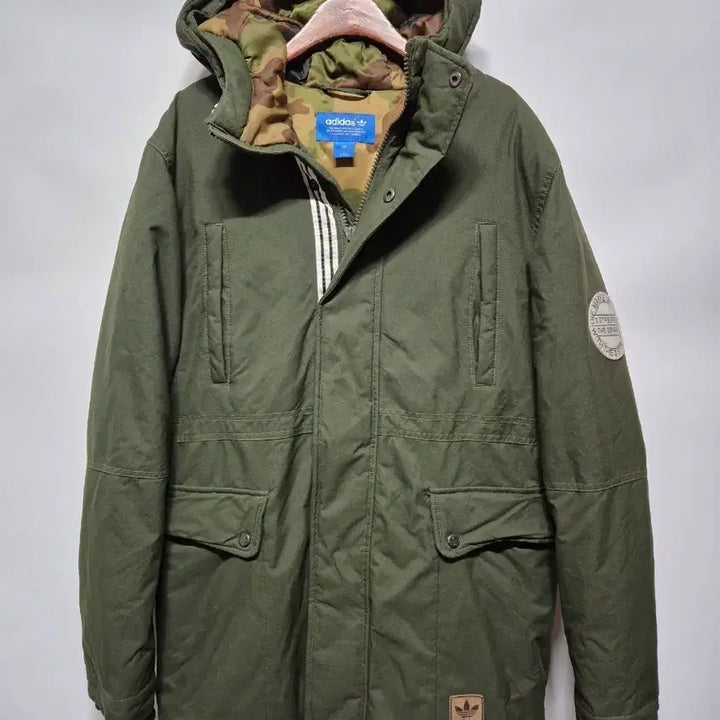 [BUNJANG] Adidas Olive Camo Hooded Padded Jumper Size 85 / 아디다스 올리브 카모 후드 패딩 점퍼 85