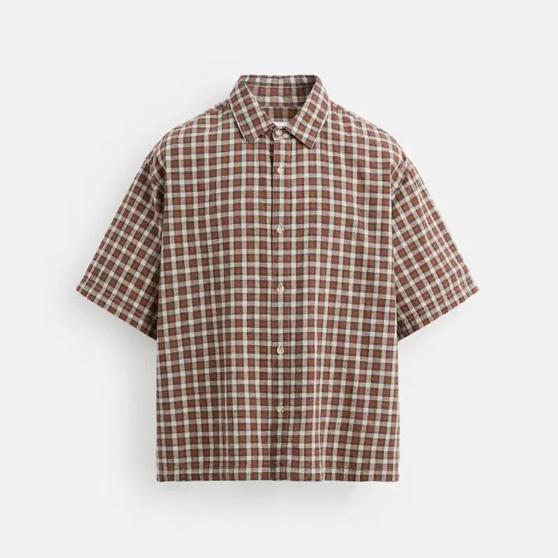 [BUNJANG] ZARA Check Structured Short Sleeve Shirt XL / [XL] 자라 체크 스트럭처 반팔 셔츠