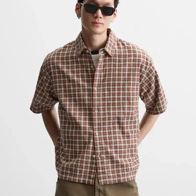 [BUNJANG] ZARA Check Structured Short Sleeve Shirt XL / [XL] 자라 체크 스트럭처 반팔 셔츠