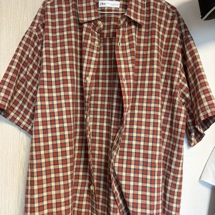 [BUNJANG] ZARA Check Structured Short Sleeve Shirt XL / [XL] 자라 체크 스트럭처 반팔 셔츠