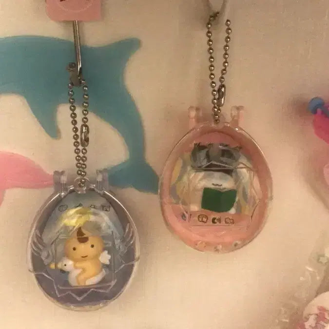 [BUNJANG] Rare 1996 1997 Japanese Vintage Tamagotchi Mimitchi Tenshitchi Angel Keychain / 초레어! 일본 1996 1997 고전 다마고치 미미치 키링 텐시치 엔젤