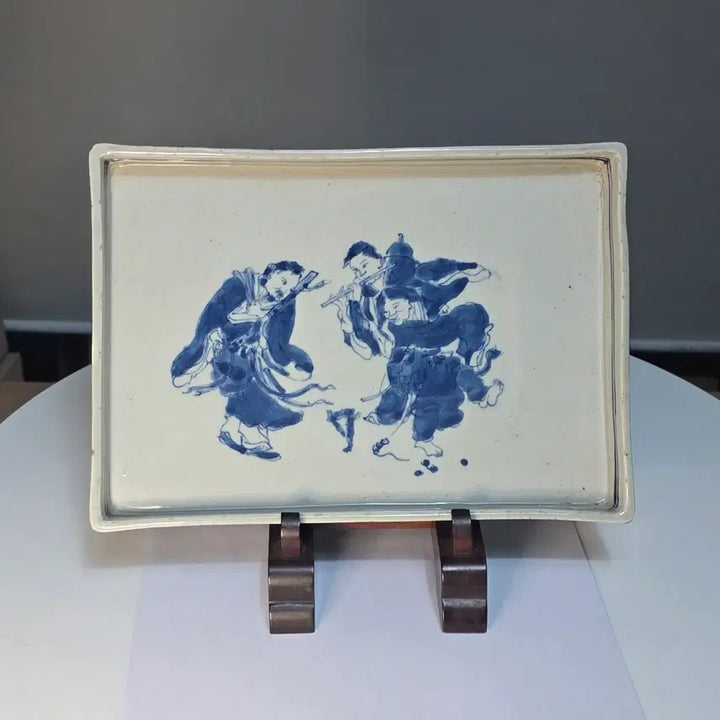 [BUNJANG] White Porcelain Blue and White Figurine Dish / 백자청화고사인물문수반