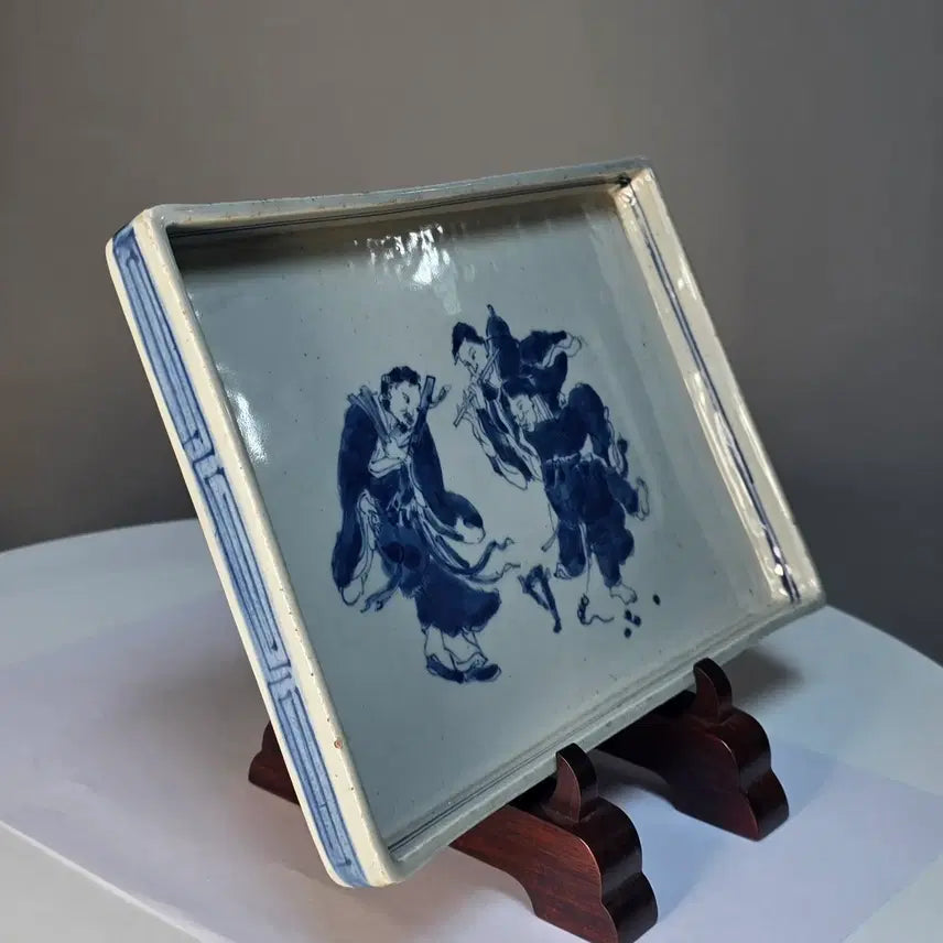 [BUNJANG] White Porcelain Blue and White Figurine Dish / 백자청화고사인물문수반
