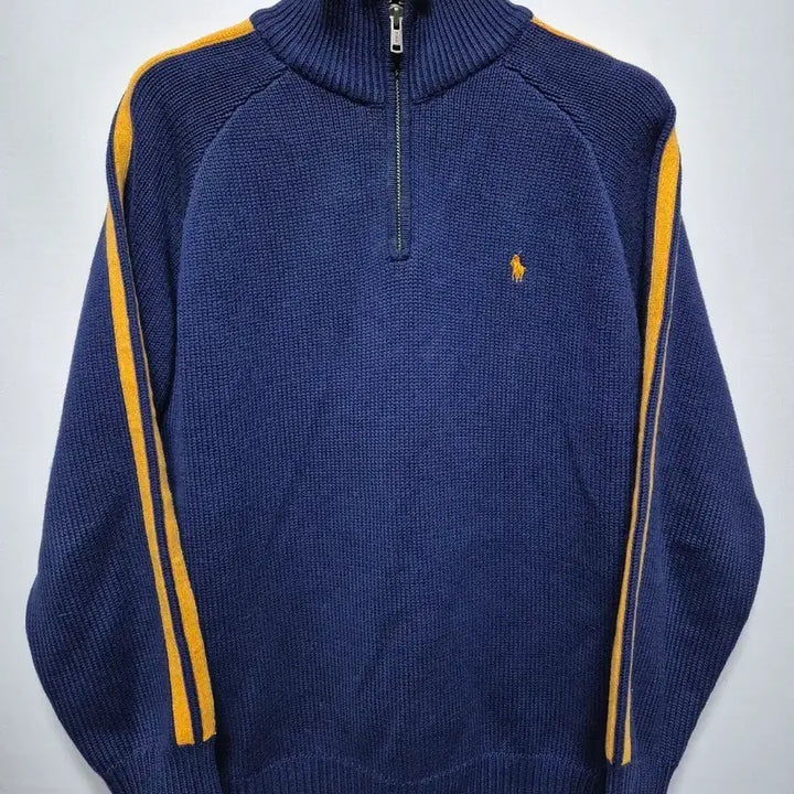 [BUNJANG] Polo Ralph Lauren Navy/Yellow Color-Block Half-Zip Knit / 폴로 랄프로렌 네이비/옐로우 배색 반집업 L
