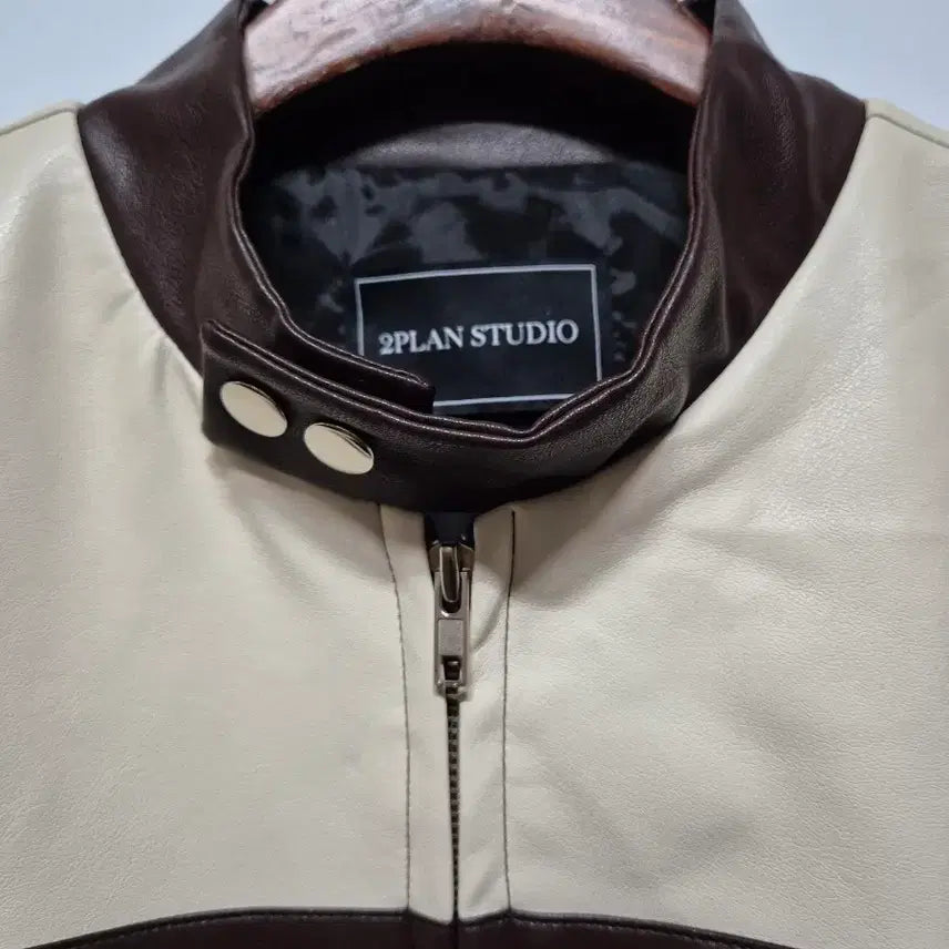 [BUNJANG] 2PLAN STUDIO Racing Jacket Ivory/Brown / 투플랜 스튜디오 레이싱자켓 아이보리/브라운