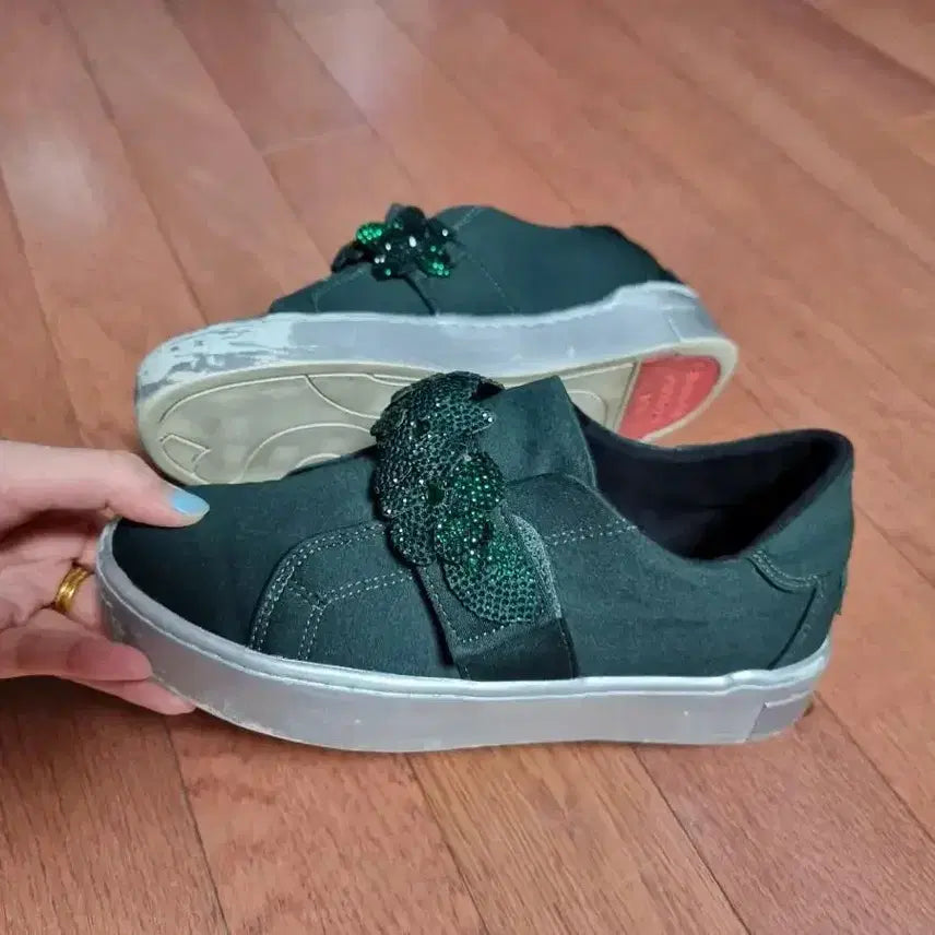 [BUNJANG] SUECOMMA BONNIE Mini Machi 2 Green Slip-on Sneakers (235) / 슈콤마보니 스니커즈 미니마치2 그린 슬립온 235