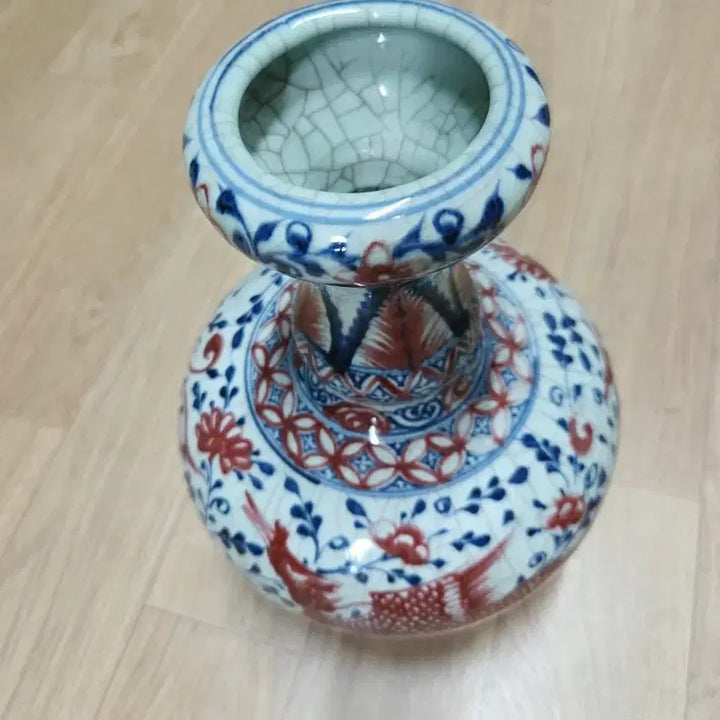 [BUNJANG] Blue and White Porcelain Vase with Enamel Red Glaze / 중국도자기 청화유리홍