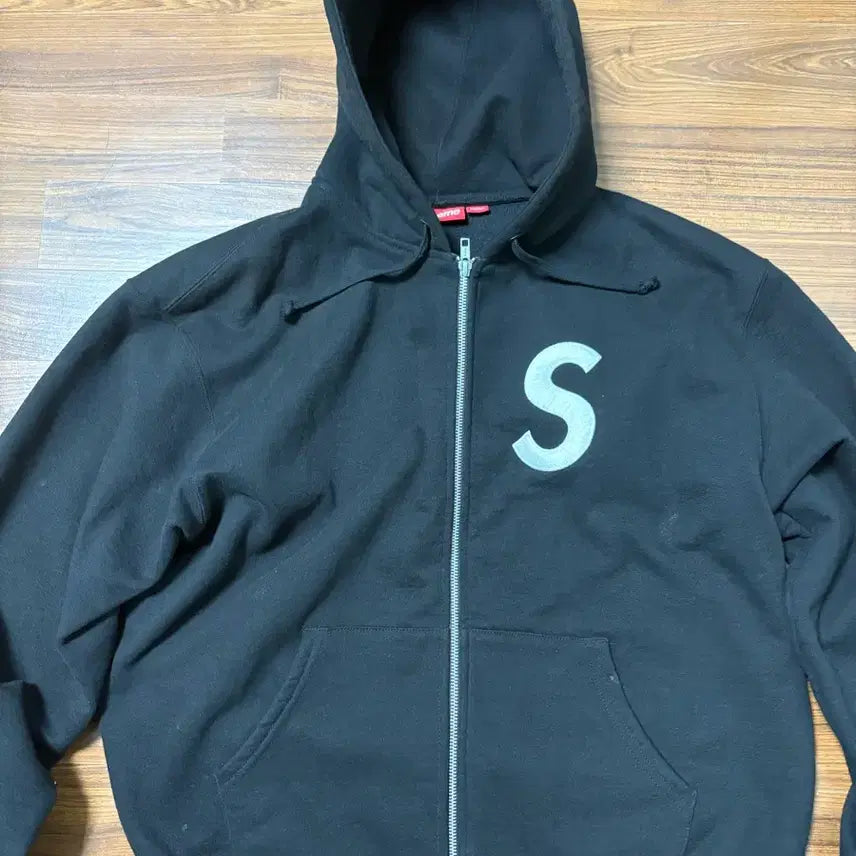 [BUNJANG] Supreme S Logo Zip-Up Hoodie Black M / 슈프림 S 로고 집업 후드
