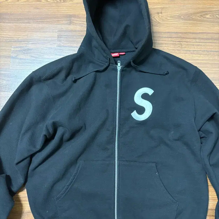 [BUNJANG] Supreme S Logo Zip-Up Hoodie Black M / 슈프림 S 로고 집업 후드