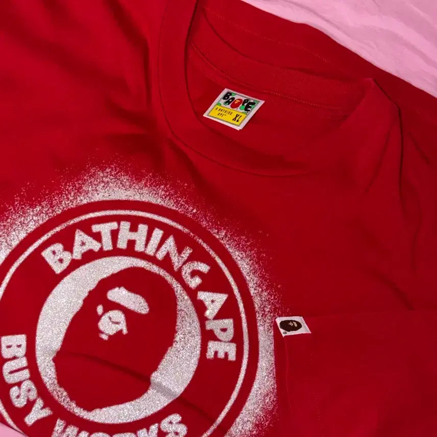 [BUNJANG] BAPE Spray Print BizWORKS T-Shirt Red / (xl) 베이프 반팔 스프레이 프린트 비지웍스 티셔츠 레드