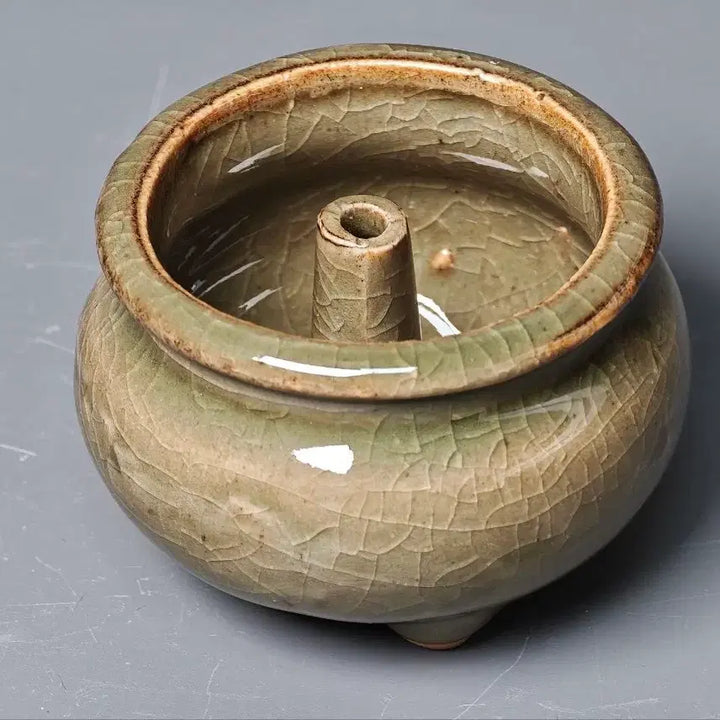 [BUNJANG] Authentic Chinese Celadon Porcelain Tripod Censer, Republic of China, Longquan Ware, Antique Collectible / [진품] 청말 민국 용천요 청자 삼족향로 중국도자기 골동품 수집품