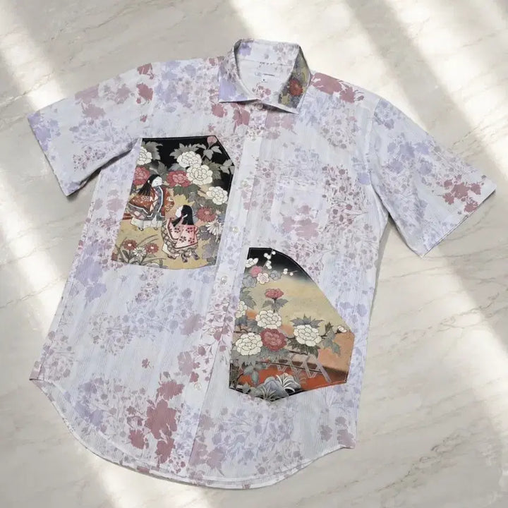 [BUNJANG] Art Patch Floral Short Sleeve Shirt / (정품) 일본 아트 패치 플로럴 반팔 셔츠 / L (95~100)