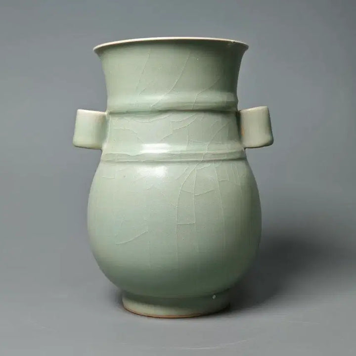 [BUNJANG] Yongcheon Kiln Celadon Twin Vase - Qing Dynasty Mid-Period / [진품] 청대 중기 용천요 청자 쌍이준 중국도자기 골동품 고미술품