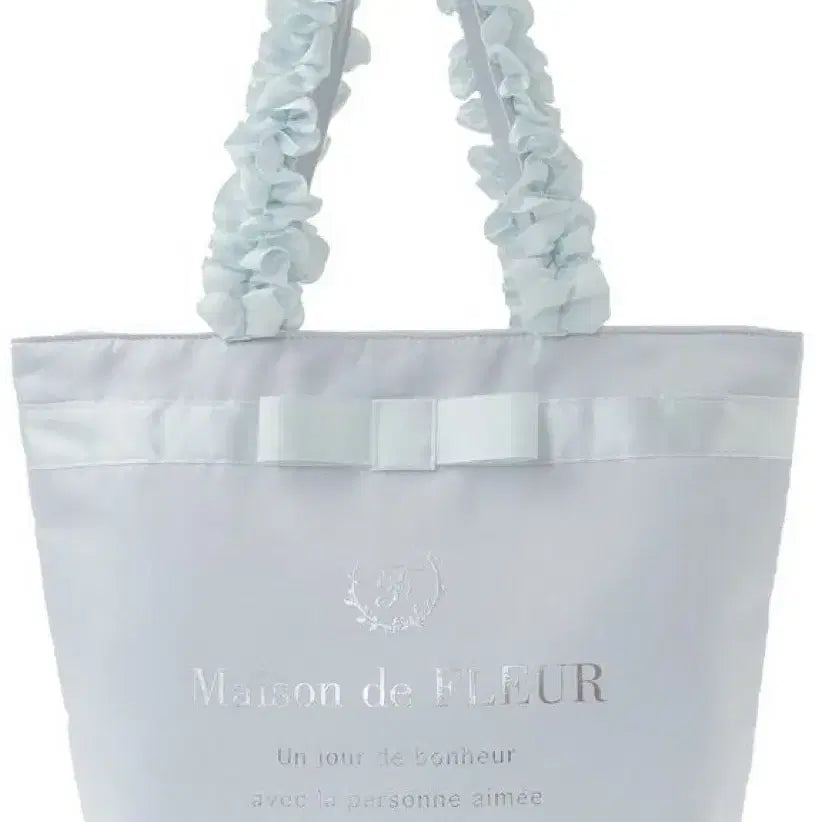 [BUNJANG] Maison de FLEUR Logo Frill Handle Tote Bag M Light Blue / 메종드플뢰르 로고 프릴 핸들 토트백 M사이즈 라이트블루