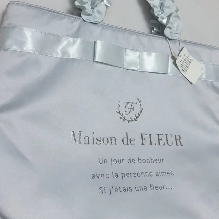 [BUNJANG] Maison de FLEUR Logo Frill Handle Tote Bag M Light Blue / 메종드플뢰르 로고 프릴 핸들 토트백 M사이즈 라이트블루
