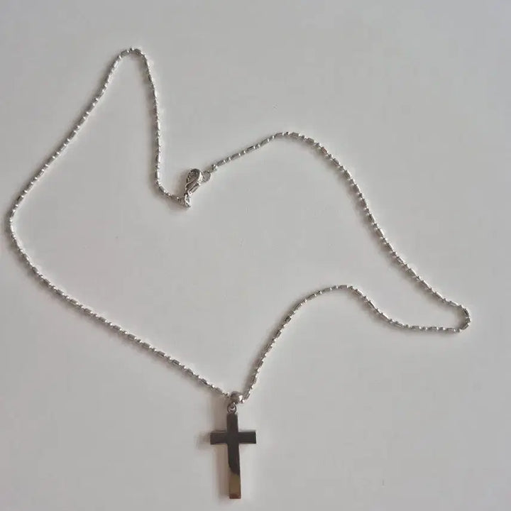 [BUNJANG] Silver Cross Pendant Necklace with Pearl Option / 프라다쇼핑백에십자가패션목걸이넣어드려요~새상품(진주팬던트필요하심드릴께요~)