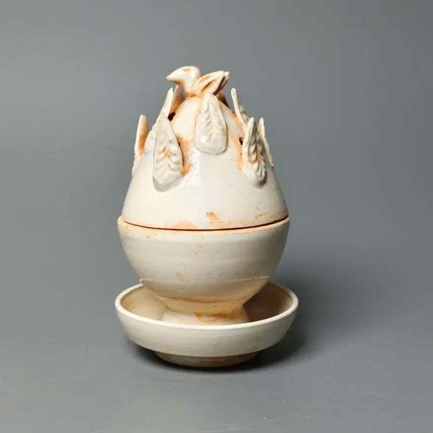 [BUNJANG] Joseon Dynasty White Porcelain Lotus Leaf &amp; Phoenix Decorated Bosan Incense Burner / 송대 백자 연엽문 봉황 박산향로 중국도자기 골동품 미술품 수집품