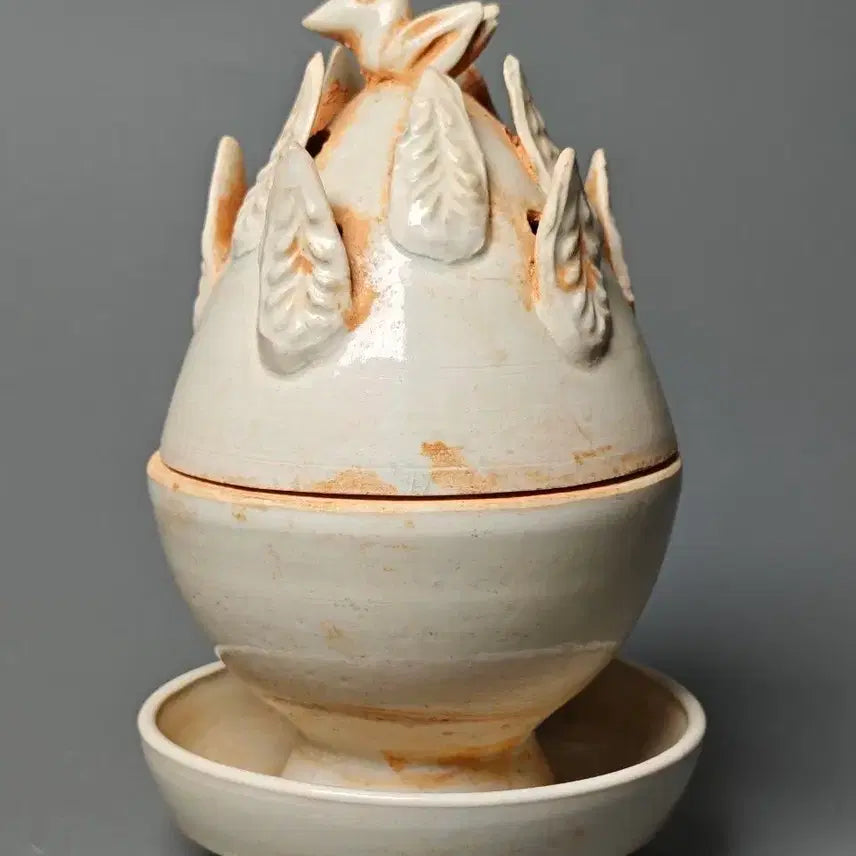 [BUNJANG] Joseon Dynasty White Porcelain Lotus Leaf &amp; Phoenix Decorated Bosan Incense Burner / 송대 백자 연엽문 봉황 박산향로 중국도자기 골동품 미술품 수집품