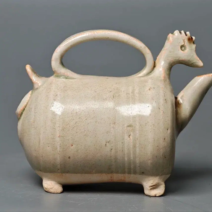 [BUNJANG] Song Dynasty Celadon Rooster-Shaped Ewer with Four Legs, Excavated Item, Chinese Ceramic / [진품] 송대 청자 계수형 사족 주자 주전자 출토품 중국도자기 골동품