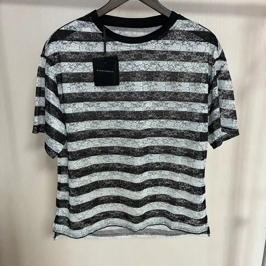 [BUNJANG] Sisur Striped Lace T-Shirt / 시수르 스트라이프 티셔츠