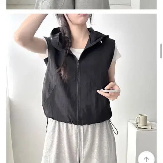 [SOLD OUT] 에이블리 스트링 후드 집업 조끼