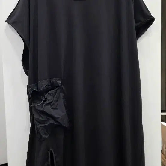 [BUNJANG] Black Pocket Detail Long T-Shirt Dress / 블랙 포켓 포인트 롱티 겸 원피스