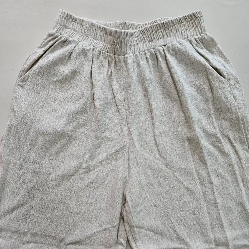 [BUNJANG] Linen Wide 9-Part Pants - Ivory / 린넨 와이드 9부 팬츠 아이보리