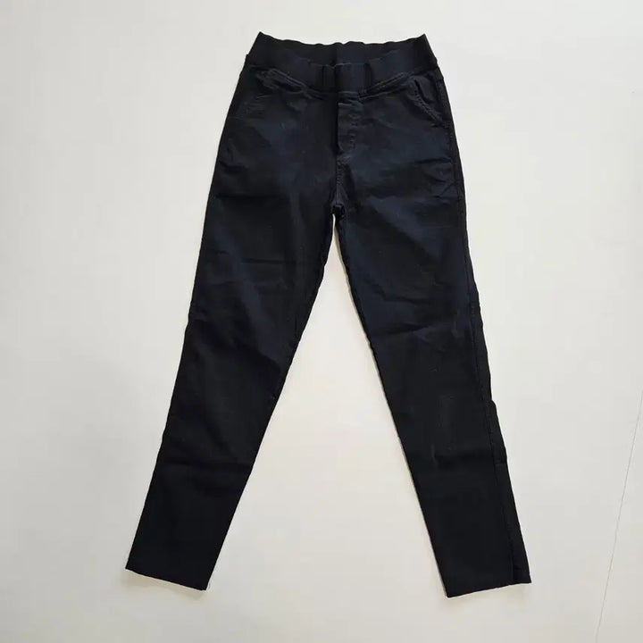 [BUNJANG] Black Cotton Skinny Pants with Elastic Waistband / 블랙 면바지 허리 밴딩 스키니 팬츠