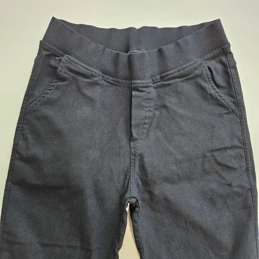 [BUNJANG] Black Cotton Skinny Pants with Elastic Waistband / 블랙 면바지 허리 밴딩 스키니 팬츠