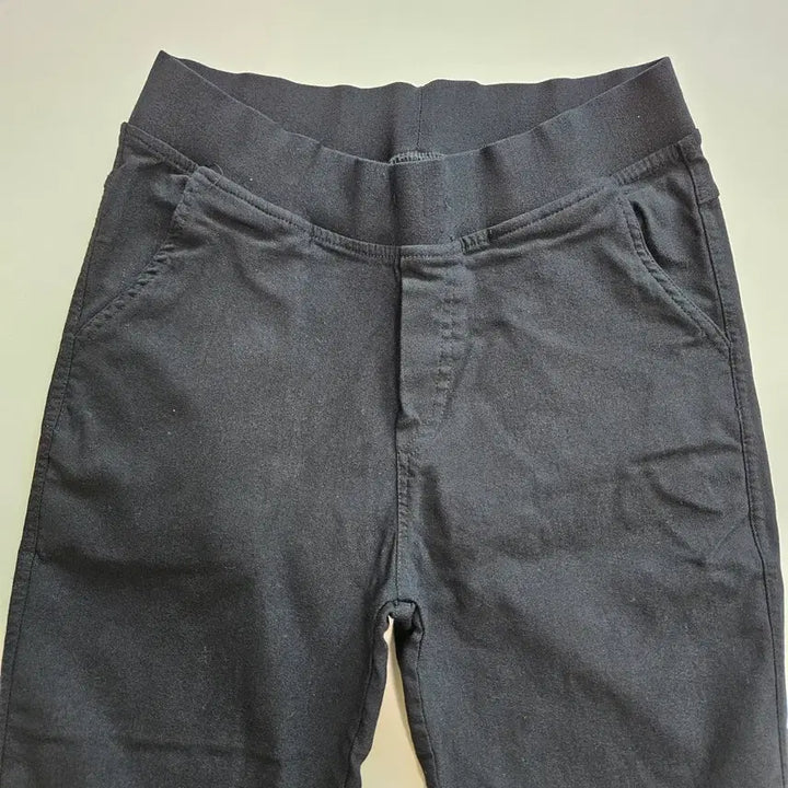 [BUNJANG] Black Cotton Skinny Pants with Elastic Waistband / 블랙 면바지 허리 밴딩 스키니 팬츠
