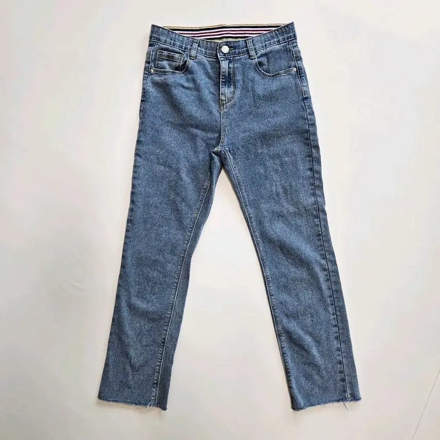 [BUNJANG] Light Wash Denim 9-part Pants with Elastic Waistband / 연청 데님 허리 밴딩 9부 팬츠