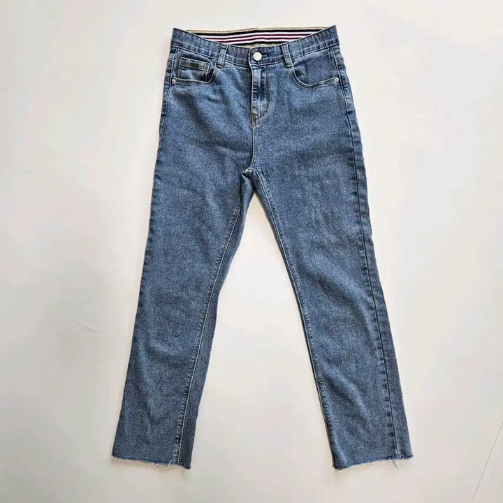 [BUNJANG] Light Wash Denim 9-part Pants with Elastic Waistband / 연청 데님 허리 밴딩 9부 팬츠