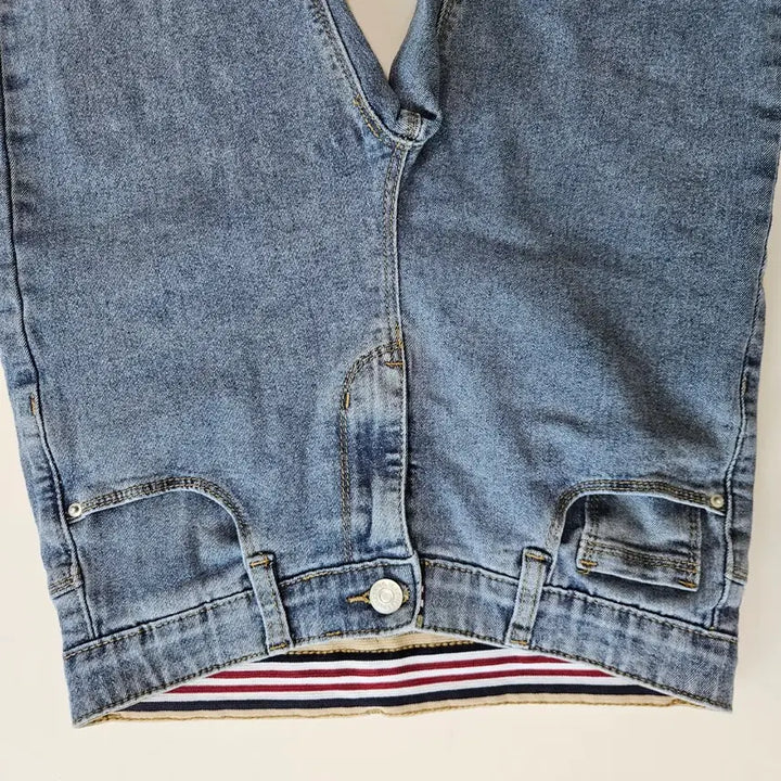[BUNJANG] Light Wash Denim 9-part Pants with Elastic Waistband / 연청 데님 허리 밴딩 9부 팬츠