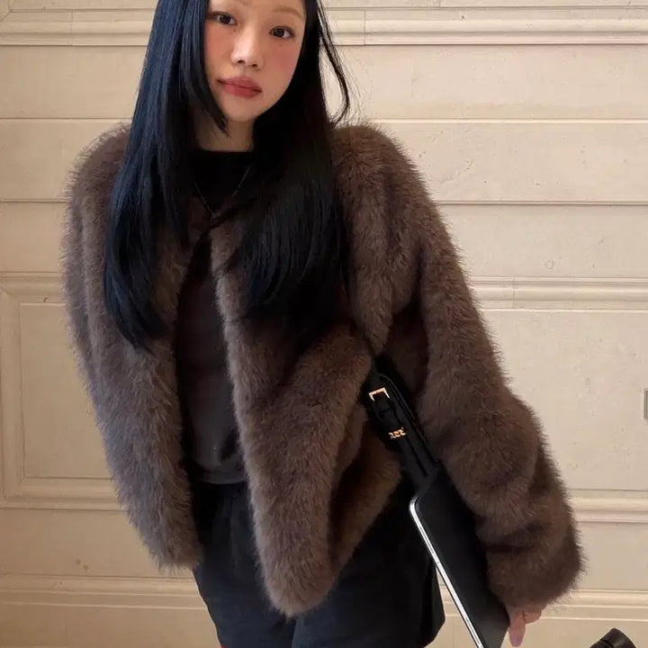 [BUNJANG] Cellyn Lion Carrie Faux Fur Jacket Brown / 셀리앤리옹 캐리 퍼자켓 브라운