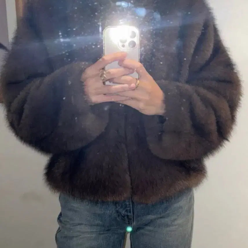 [BUNJANG] Cellyn Lion Carrie Faux Fur Jacket Brown / 셀리앤리옹 캐리 퍼자켓 브라운