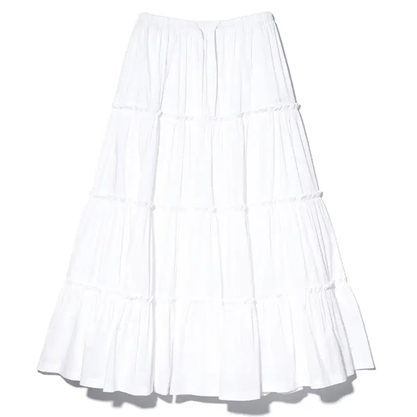[BUNJANG] YOUHEE Maxi Frill Skirt White / YOUHEE 유희 맥시 프릴스커트 화이트