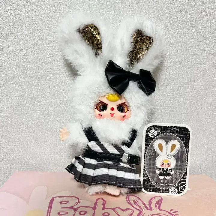 [BUNJANG] Babysle 50 Absolute Black &amp; White Rabbit Plush Keychain / 베이비쓰리 50 앱솔루트 흑과백 블랙앤화이트 베쓰 예쁜눈 토끼 인형 키링