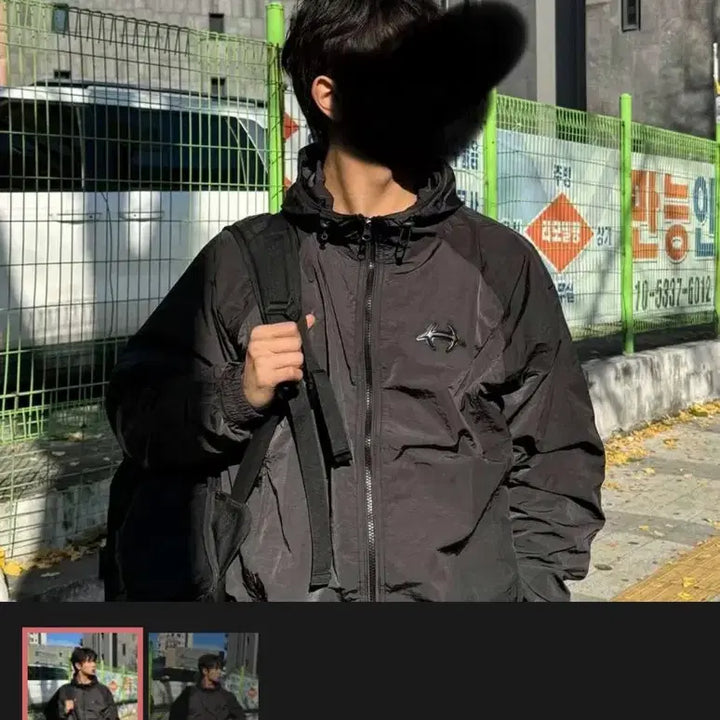 [BUNJANG] Hdex Metal Nylon Hoodie Track Jacket Black / Hdex 에이치덱스 메탈 나일론 후디 트랙자켓 블랙
