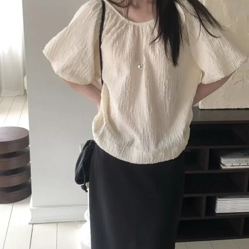 [BUNJANG] Le Butter Pin Tuck Volume Blouse / [새상품] 르버터 핀턱 볼륨 블라우스