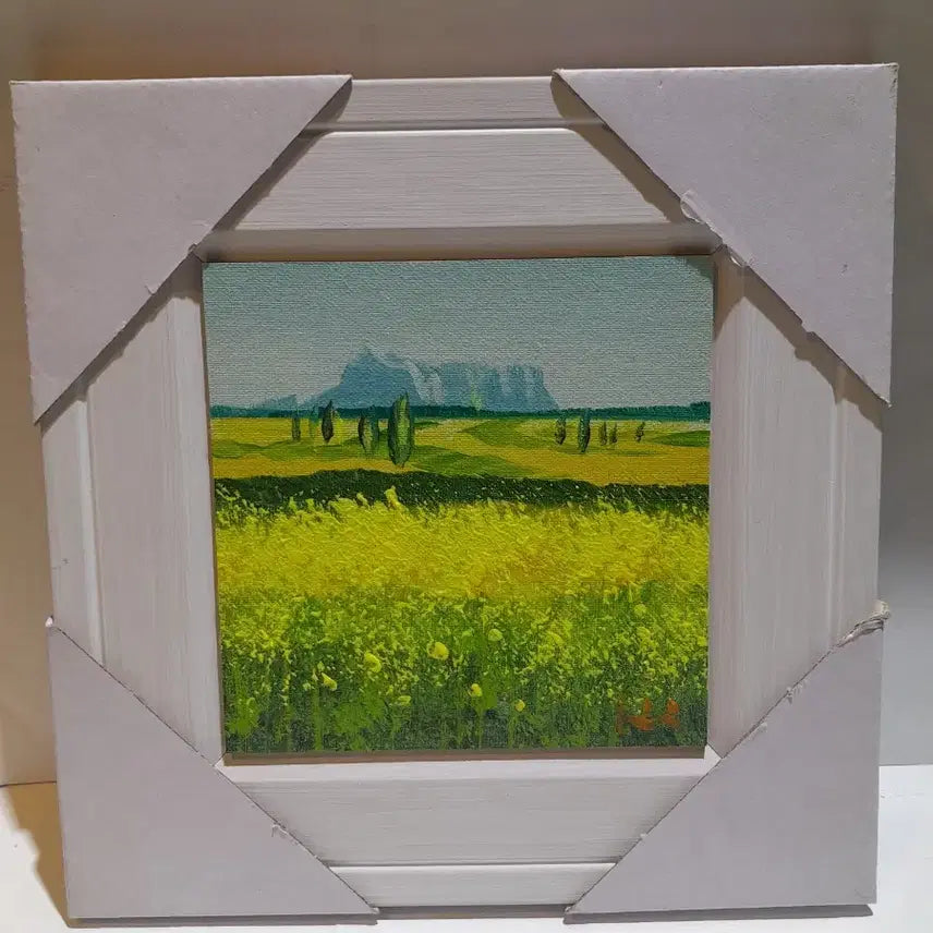 [BUNJANG] Oil Painting "Field of Rape Flowers" Landscape with Frame / 유화 유채꽃 풍경화 액자 포함