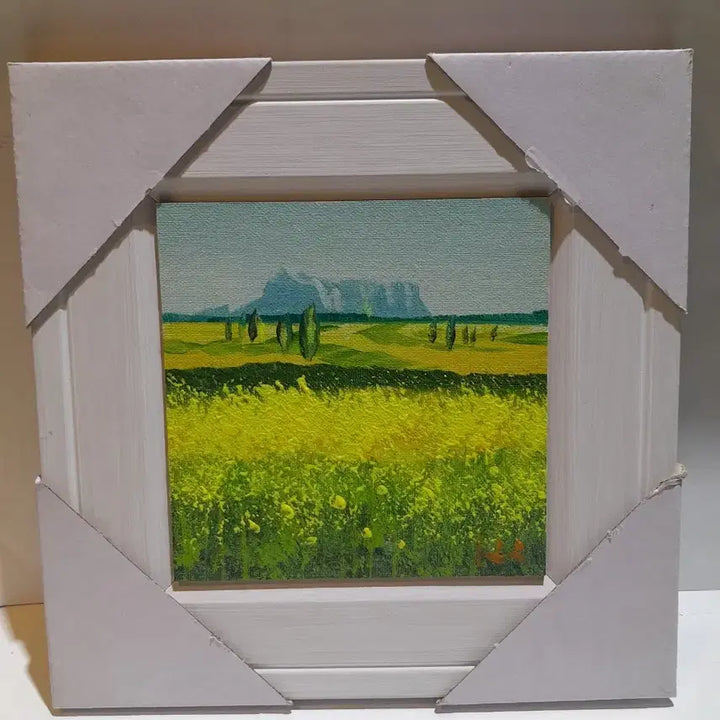 [BUNJANG] Oil Painting "Field of Rape Flowers" Landscape with Frame / 유화 유채꽃 풍경화 액자 포함