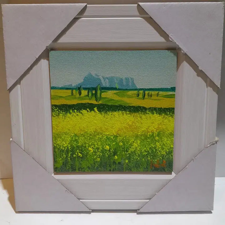 [BUNJANG] Oil Painting "Field of Rape Flowers" Landscape with Frame / 유화 유채꽃 풍경화 액자 포함