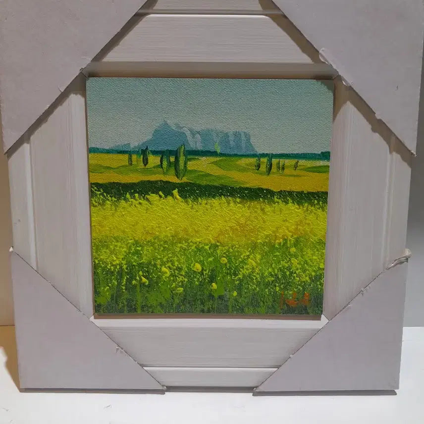 [BUNJANG] Oil Painting "Field of Rape Flowers" Landscape with Frame / 유화 유채꽃 풍경화 액자 포함
