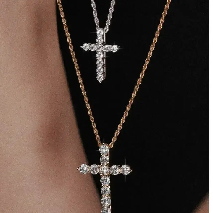 [BUNJANG] Partez Sterling Silver Cross Pendant Necklace (Moissanite, 50+5cm Chain) / Partez 파르테즈 십자가 목걸이 S사이즈